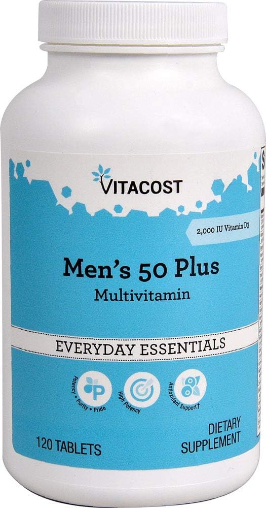 Vitacost Homme 50+ Multivitamine, tablettes, soutien nutritionnel quotidien pour hommes actifs.