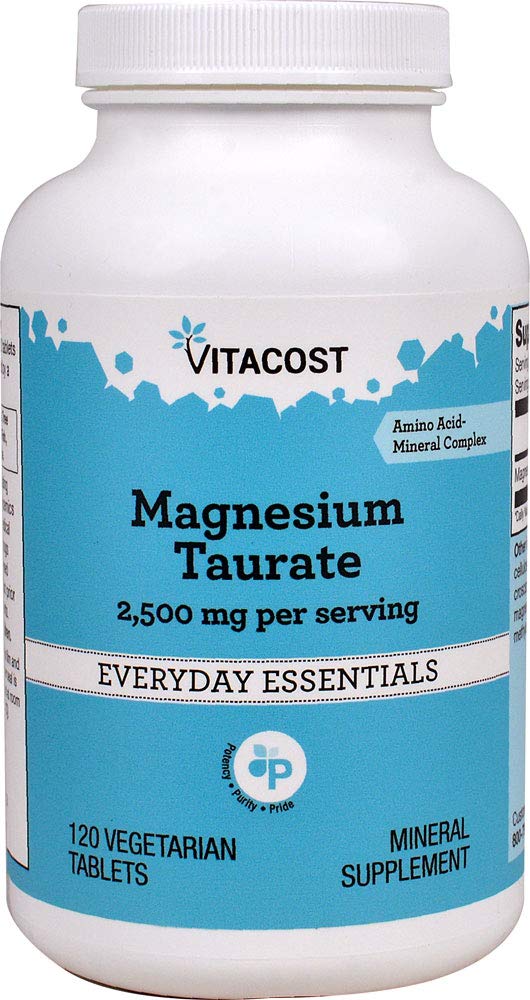 Vitacost Magnésium Taurate – comprimés en bouteille, soutien potentiel des muscles et du système nerveux
