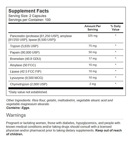 Vitacost Mega Digestive Enzymes Pancreatin 10X, gelules, soutiennent la digestion pendant les repas.