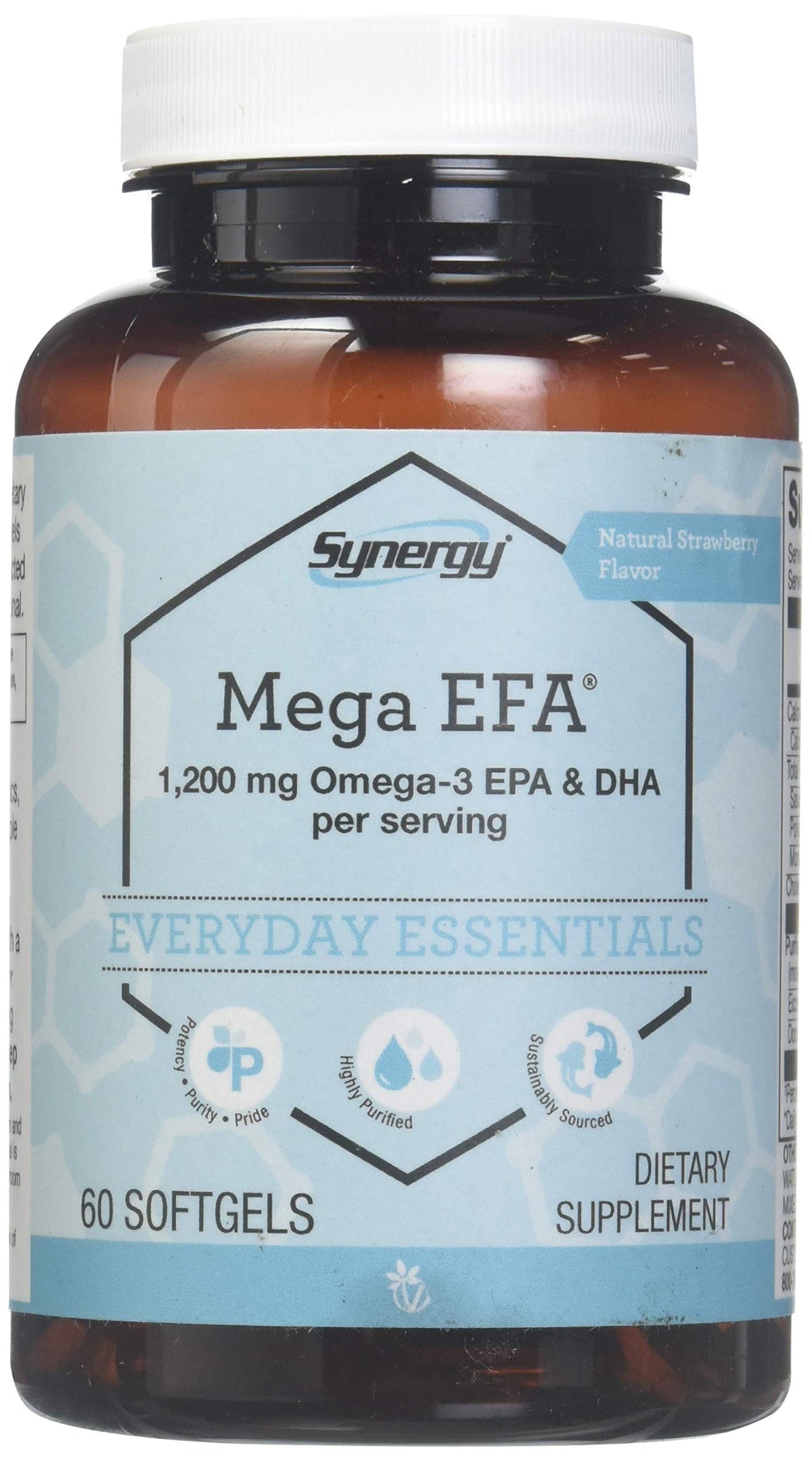 Vitacost Mega EFA Omega-3, bouteille visible, facile d'intégrer EPA et DHA dans la routine quotidienne.