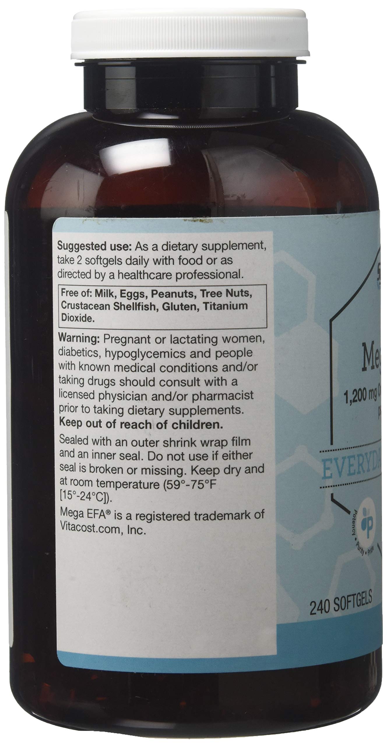 Vitacost Mega EFA Mini Gels – gélules miniatures faciles à prendre au quotidien.