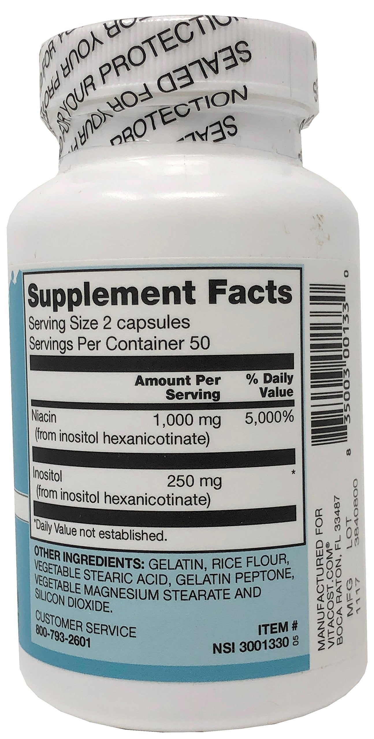 Vitacost Niacine sans inconfort – capsules quotidiennes pour une utilisation régulière.