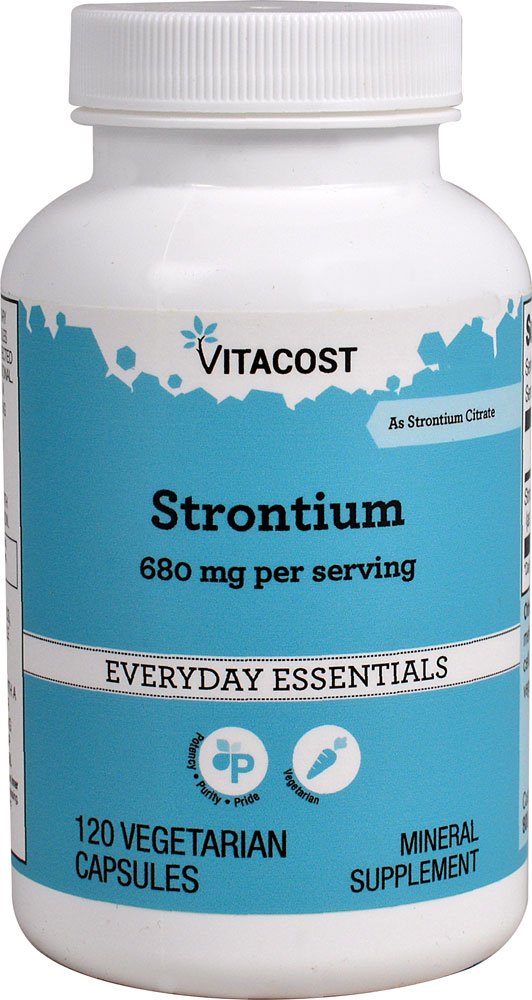 Vitacost NSI Strontium, bouteille-versement: soutien potentiel des os dans le quotidien.