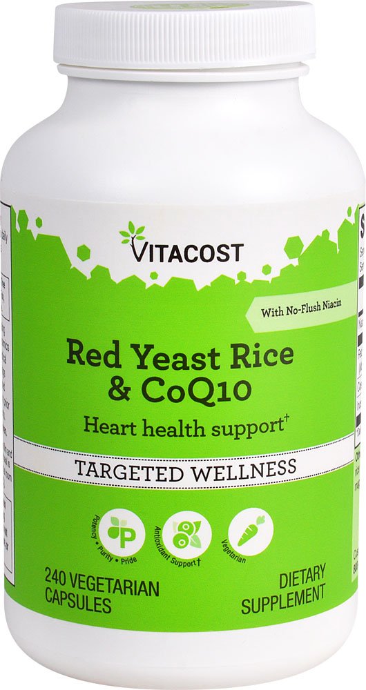 Vitacost riz levure rouge et CoQ10 – bouteille pour énergie durable