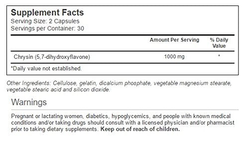 Vitacost Synergy Chrysin, capsules, dosage élevé de 1000 mg par portion pour le bien-être.