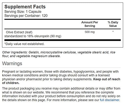 Vitacost Synergy Feuille d’Olive Extrait en capsules, contribution possible au cholestérol normal.