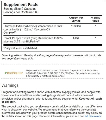 Vitacost Turmeric Extract Curcumin C3 Complex, capsules en gros plan, soutien inflammatoire potentiel