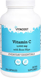 Bouteille Vitacost vitamine C 1000 mg avec cynorrhodon, soutien potentiel du bien-être quotidien.