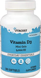 Vitacost Vitamine D3 5000 UI, mini-gélules faciles à avaler pour un apport quotidien pratique.
