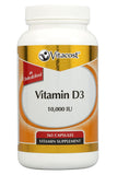 Vitacost Vitamine D3 en capsules, bouteille, soutien potentiel des os et du système immunitaire.