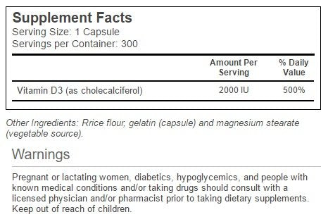 Vitacost Vitamine D3 – capsules faciles à prendre, apport quotidien potentiel