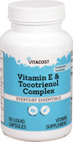 Vitacost vitamine E tocotriénol complexe bouteille, bénéfice antioxydant et usage quotidien