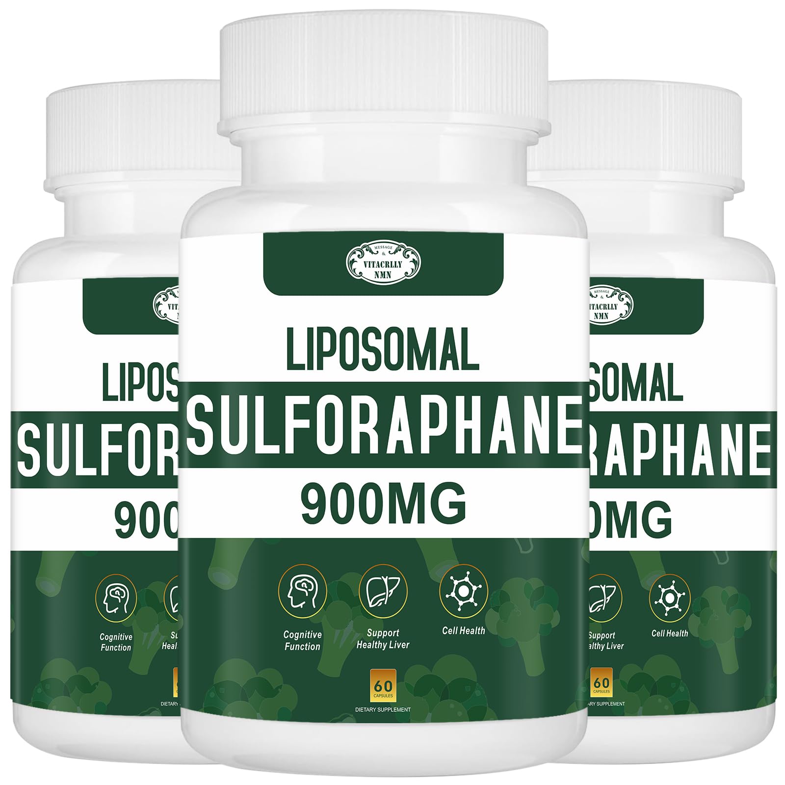 Bouteille Vitacrllynmn de sulforaphane liposomal 900mg, soutien antioxydant quotidien.