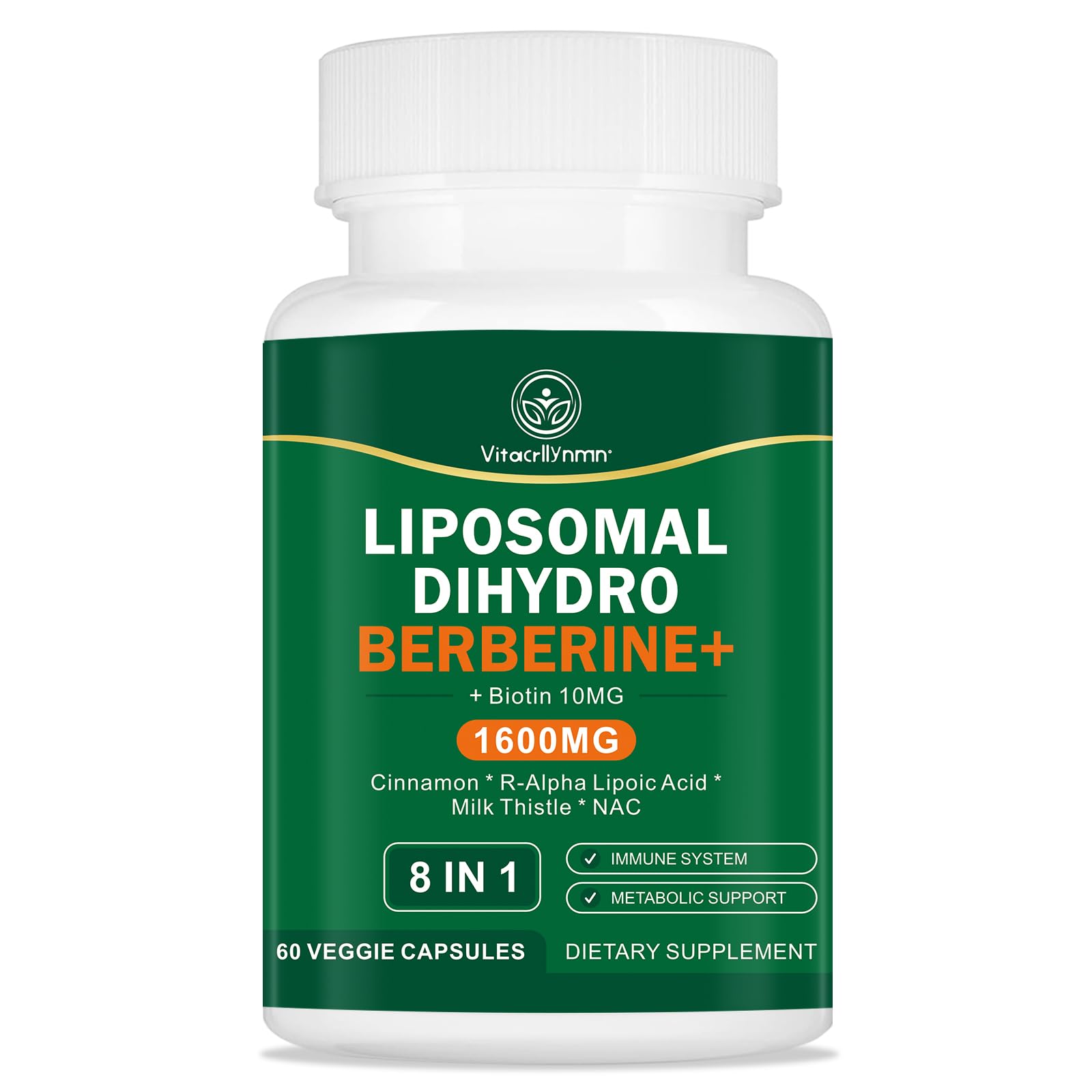 Flacon liposomale VITACRLLYNMN Dihydroberberine pour usage quotidien.