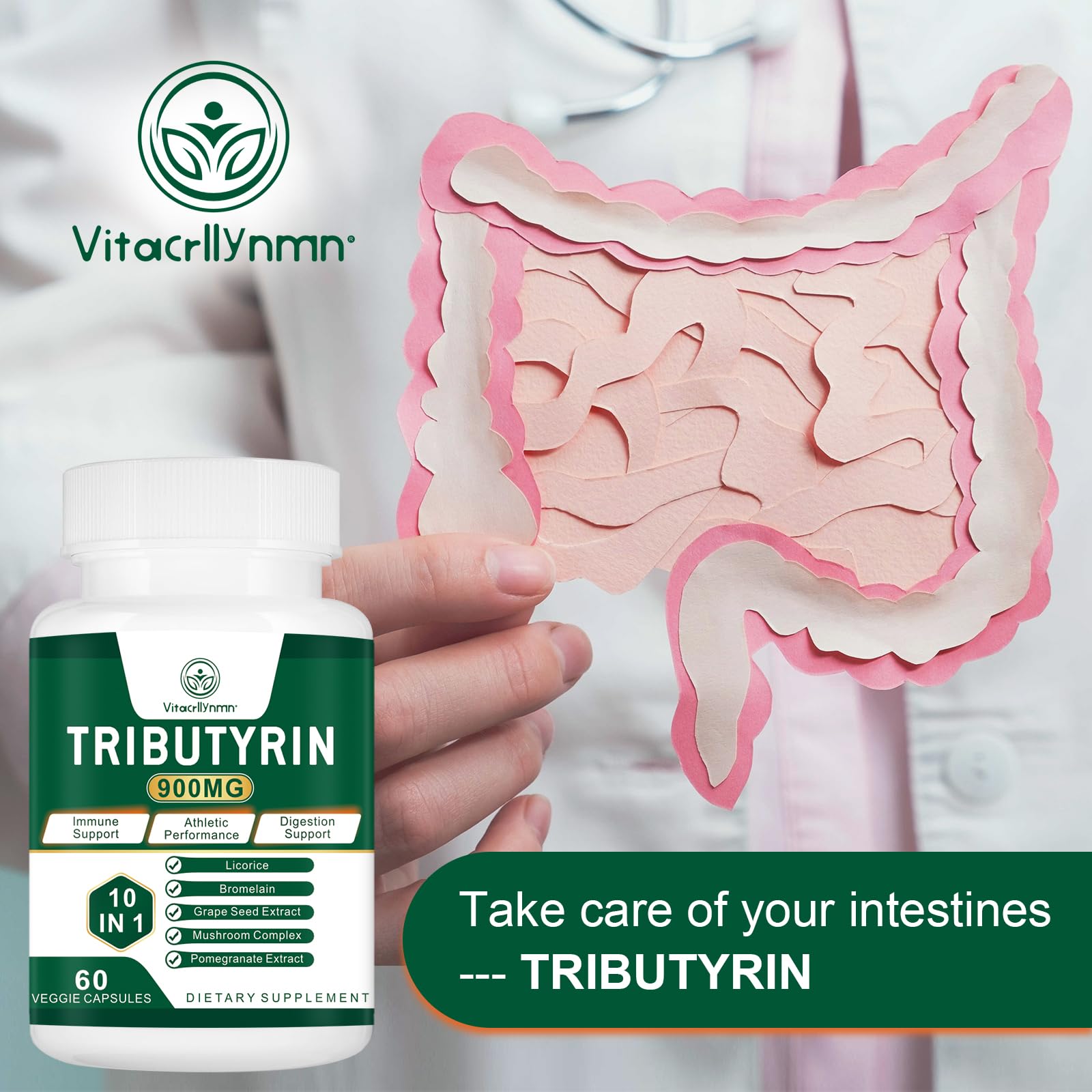 Utilisation quotidienne facile avec VITACRLLYNMN, capsule pratique pour routine bien-être.