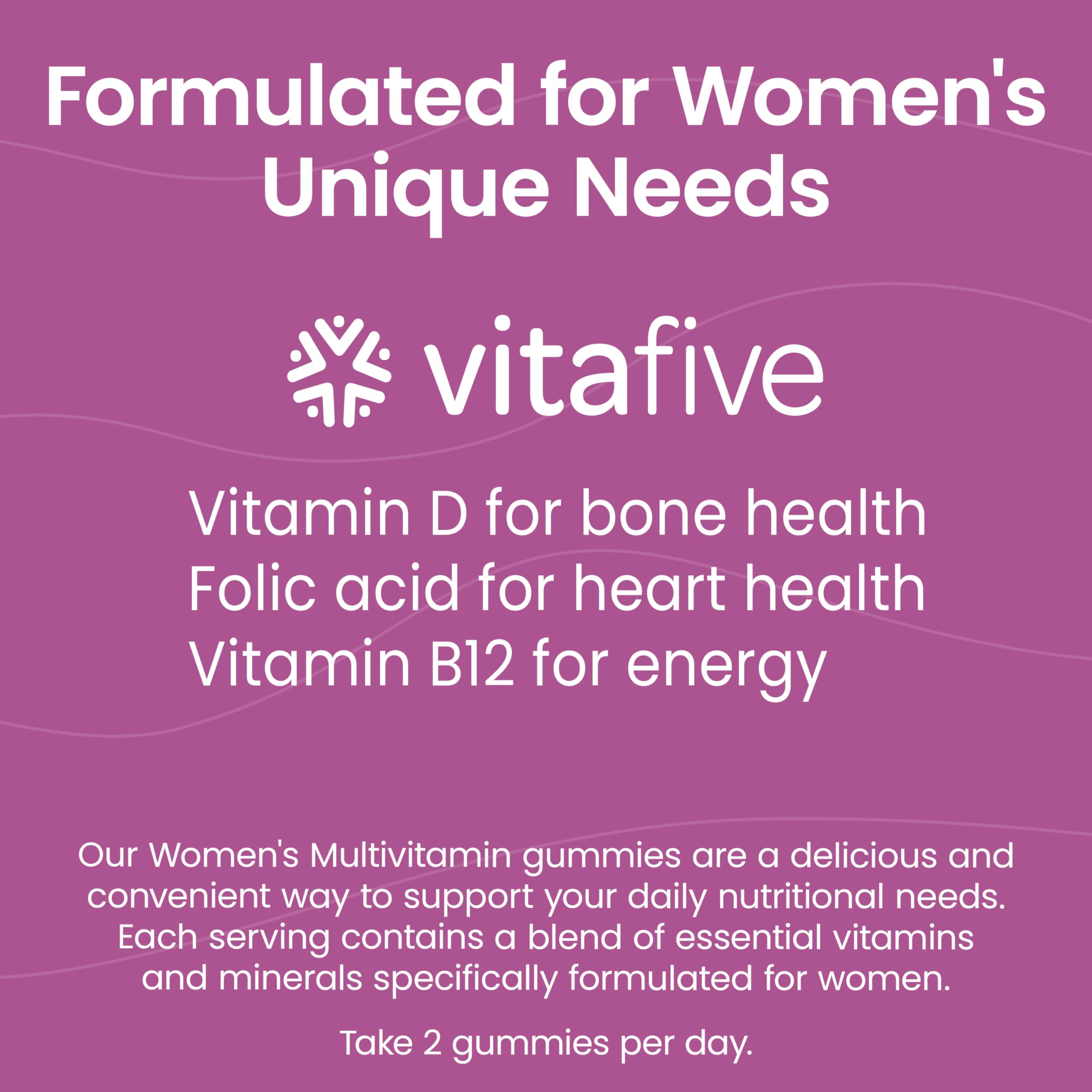Vitafive gommes-multivitamines-femmes: énergie durable au quotidien.