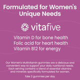 Vitafive gommes-multivitamines-femmes: énergie durable au quotidien.