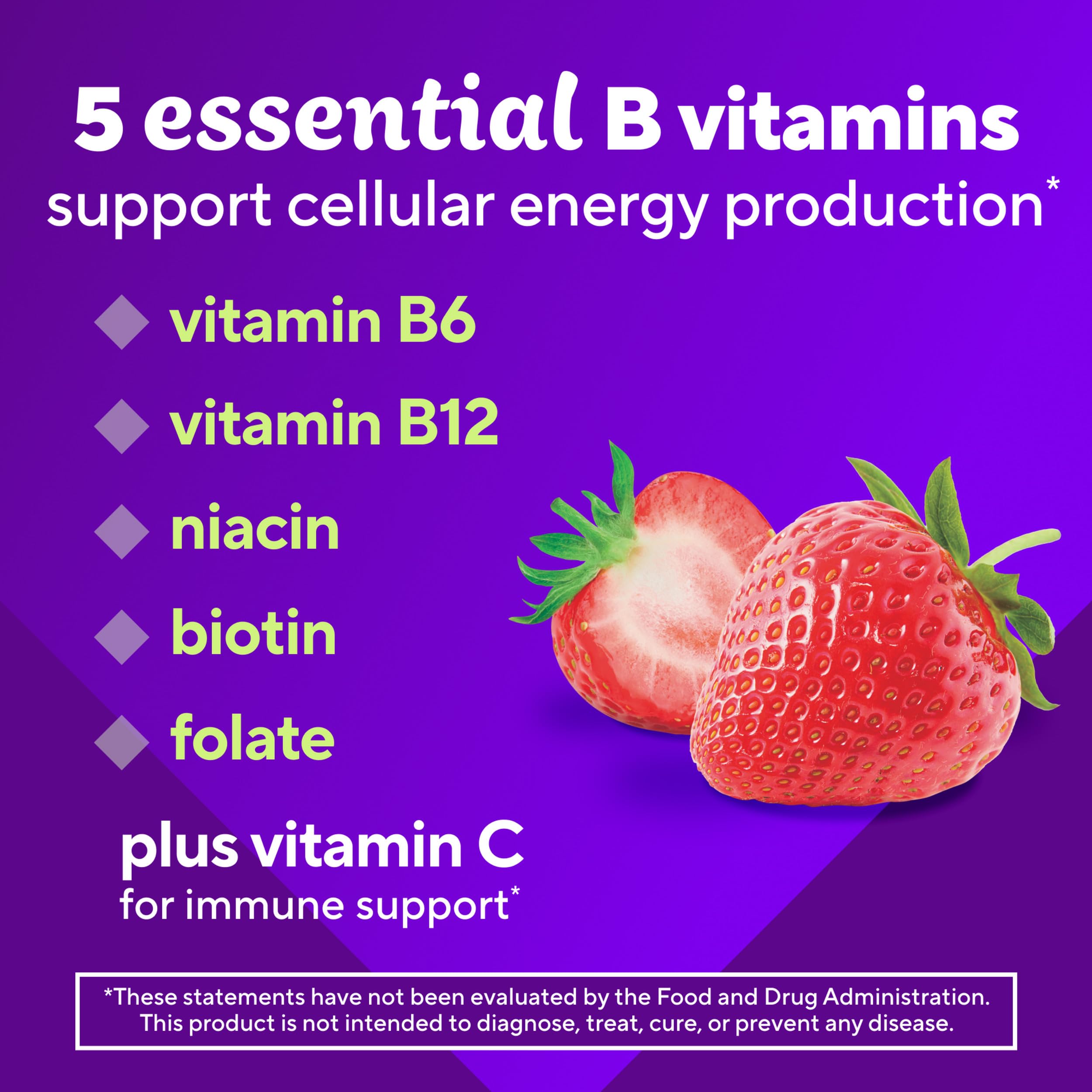 Gommes Vitafusion B-Complex saveur fraise, plaisir gourmand et énergie.