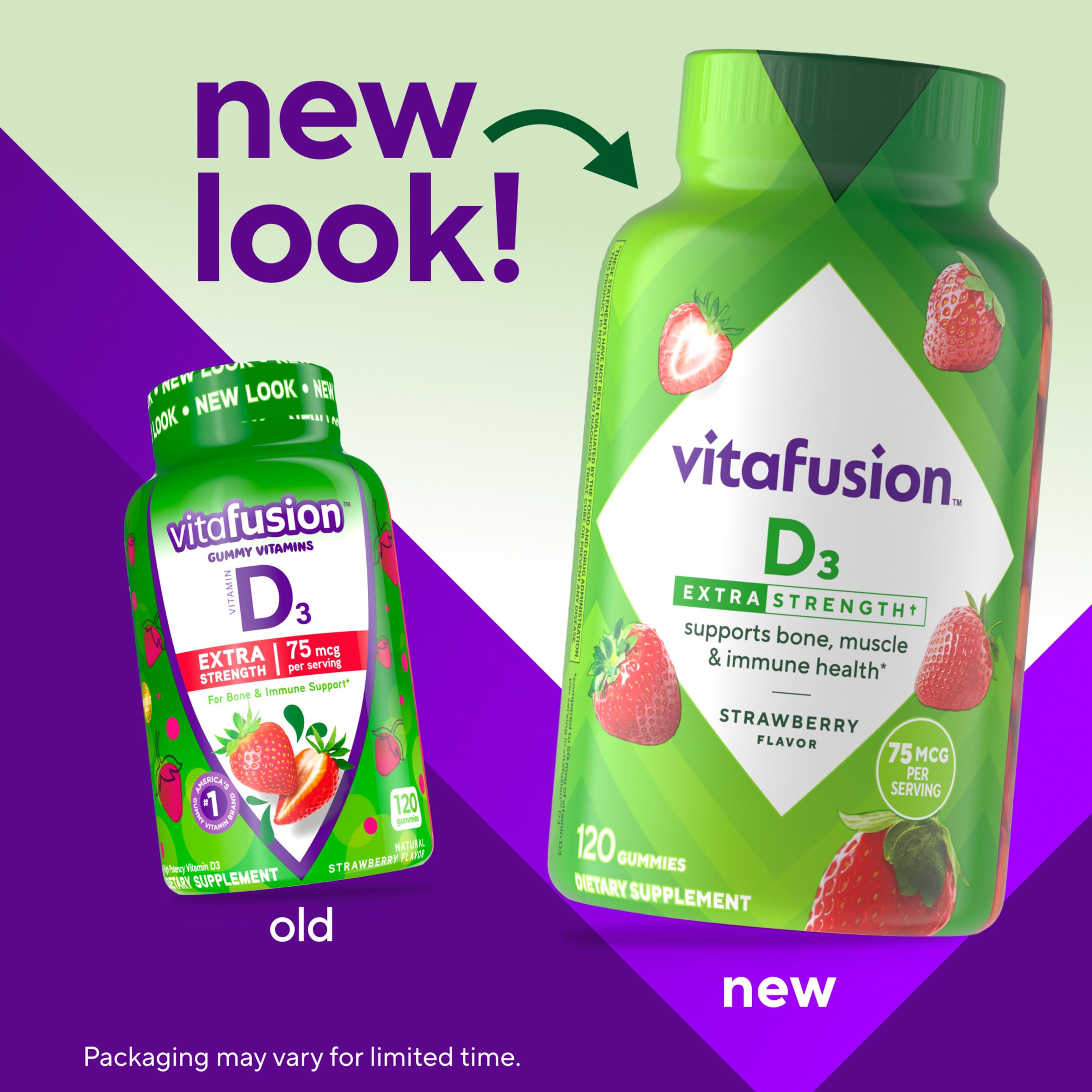 Gommes Vitafusion D3 fraise en main, texture agréable.