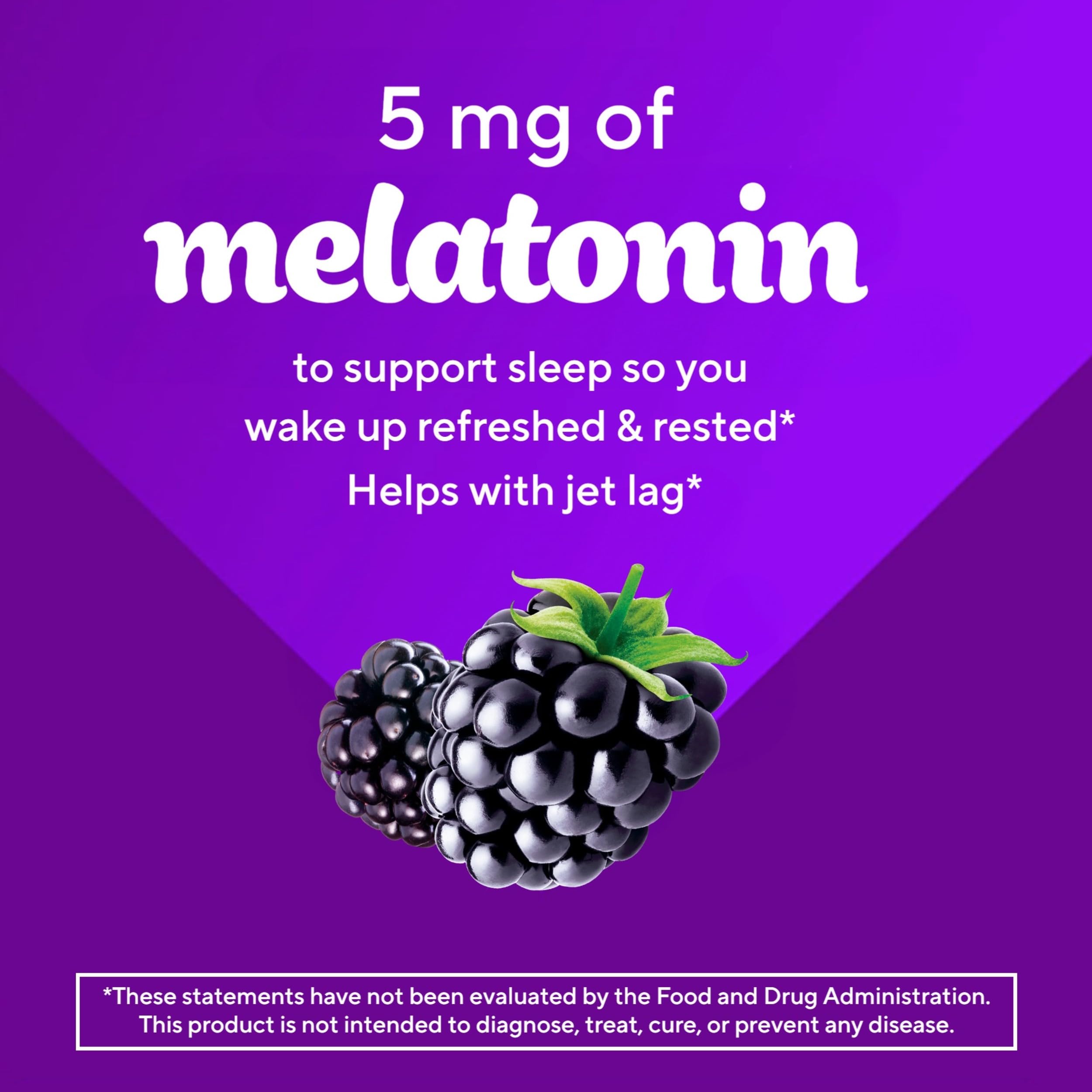 Bouteille Vitafusion Mélatonine 5 mg ouverte et prête à l’emploi.