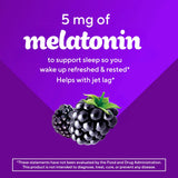 Bouteille Vitafusion Mélatonine 5 mg ouverte et prête à l’emploi.