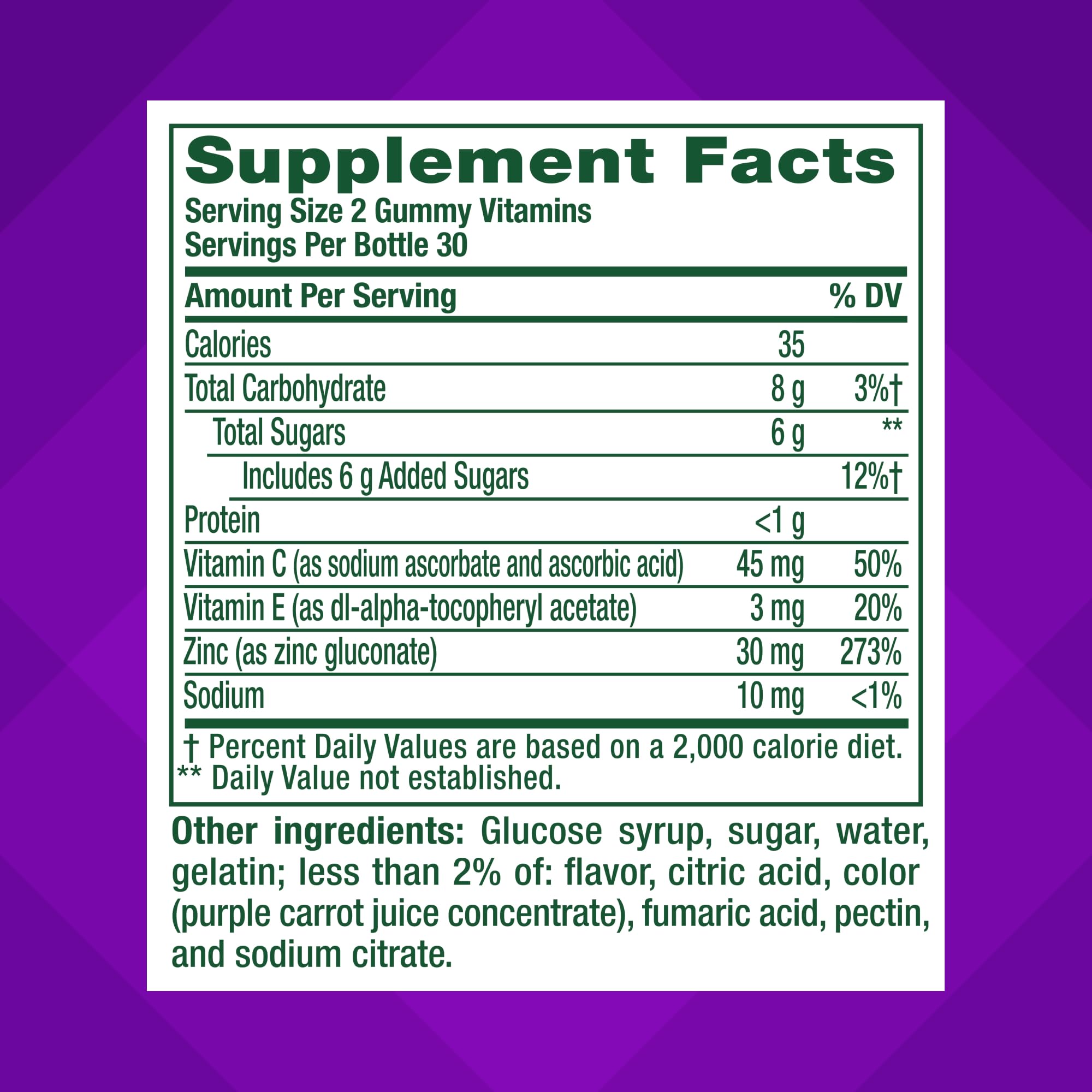 Gommes Vitafusion avec vitamines C et E pour soutenir la protection antioxydante.
