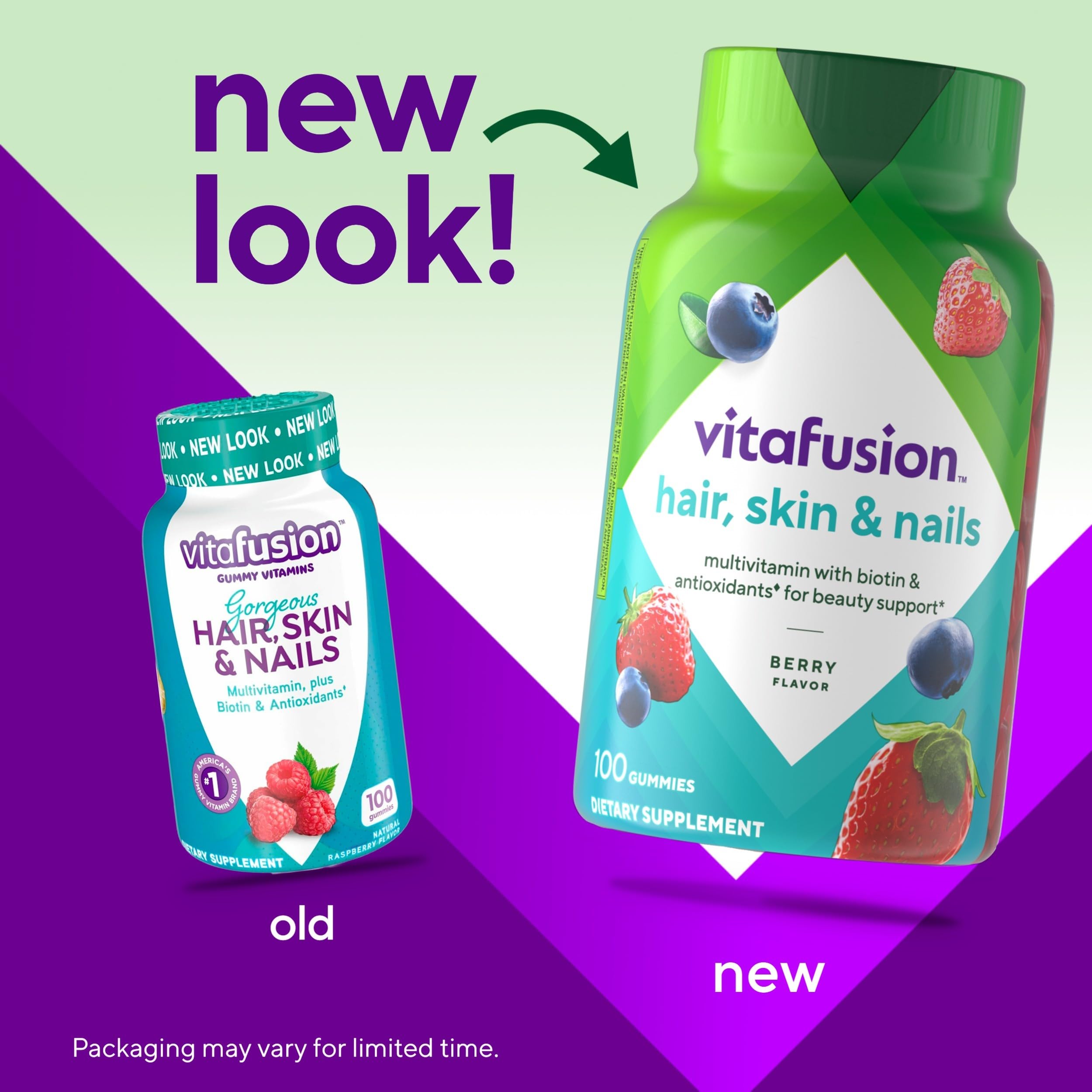 Bonbons gélifiés Vitafusion Gorgeous framboise sur emballage élégant.
