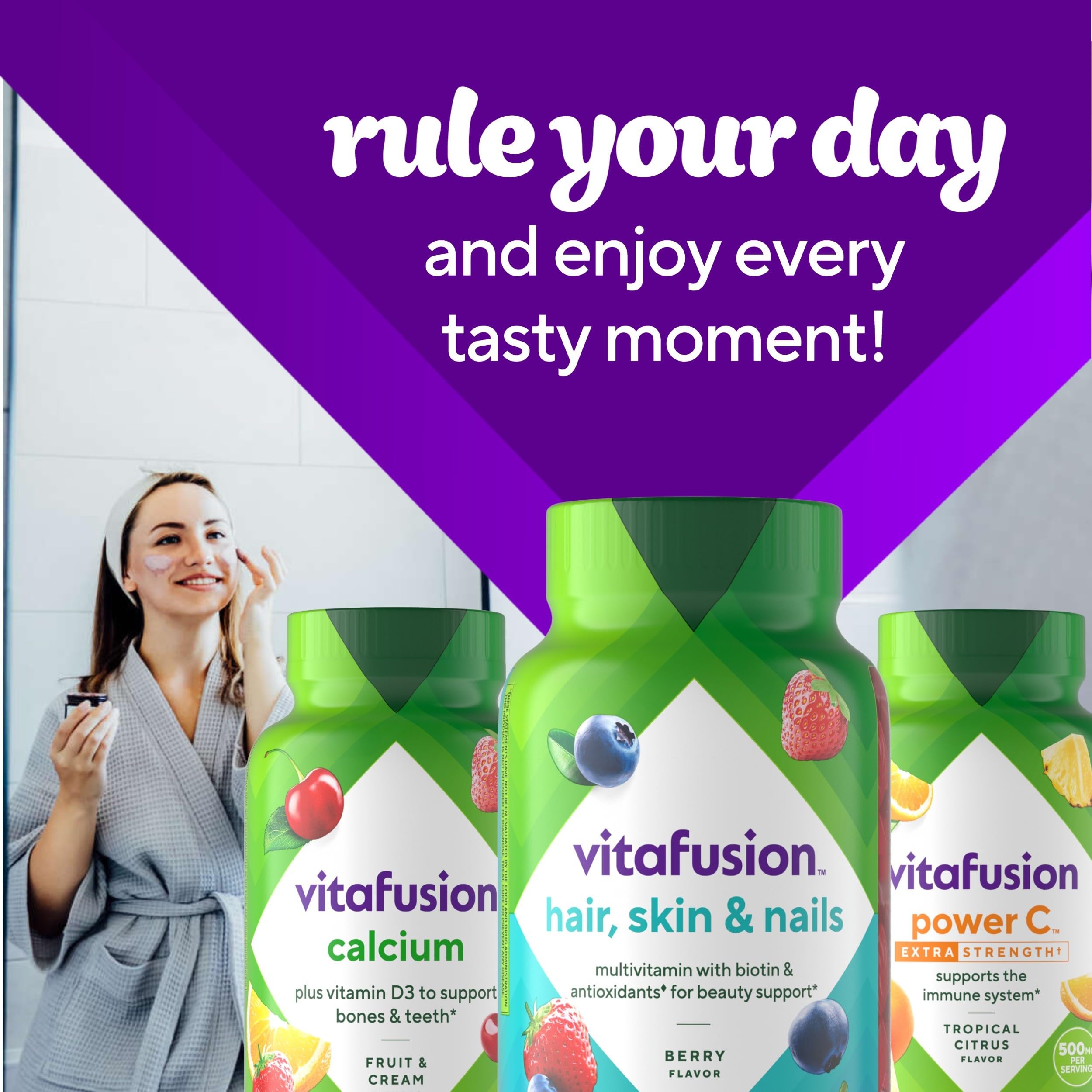 Potentiel soutien à l’éclat des cheveux et des ongles avec Vitafusion Gorgeous.