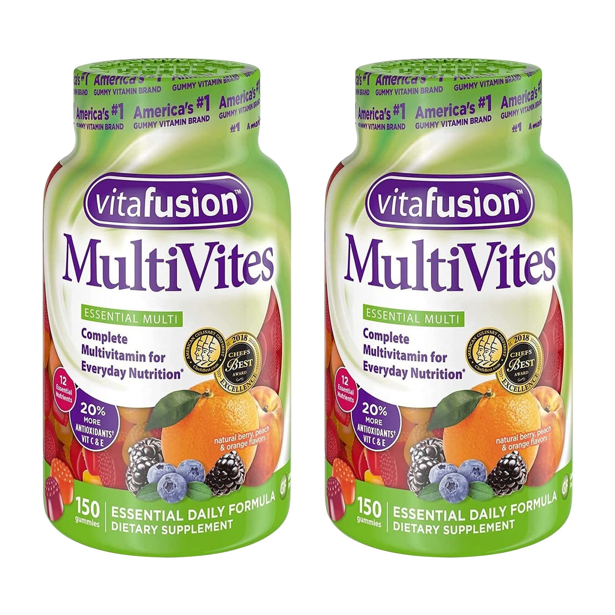 Vitafusion MultiVites: gommes-aromes-fruits-rouges, goût agréable pour le quotidien.