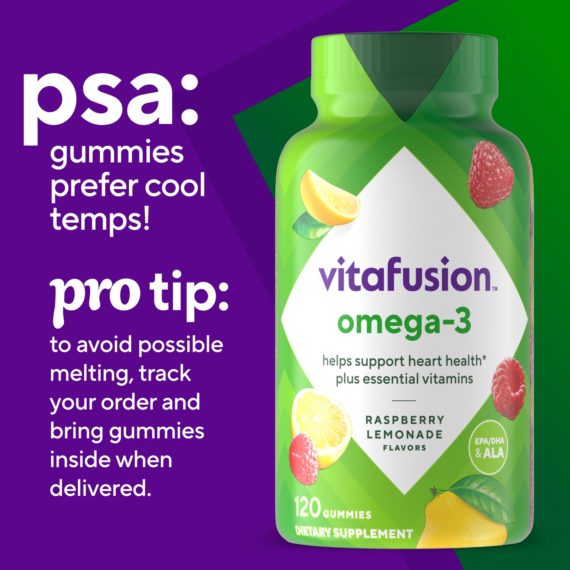 Vitafusion Gommes Oméga-3, utilisation quotidienne pratique et rangement pensé.