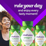 Vitafusion Gommes Oméga-3, format voyage compact, à emporter au travail.