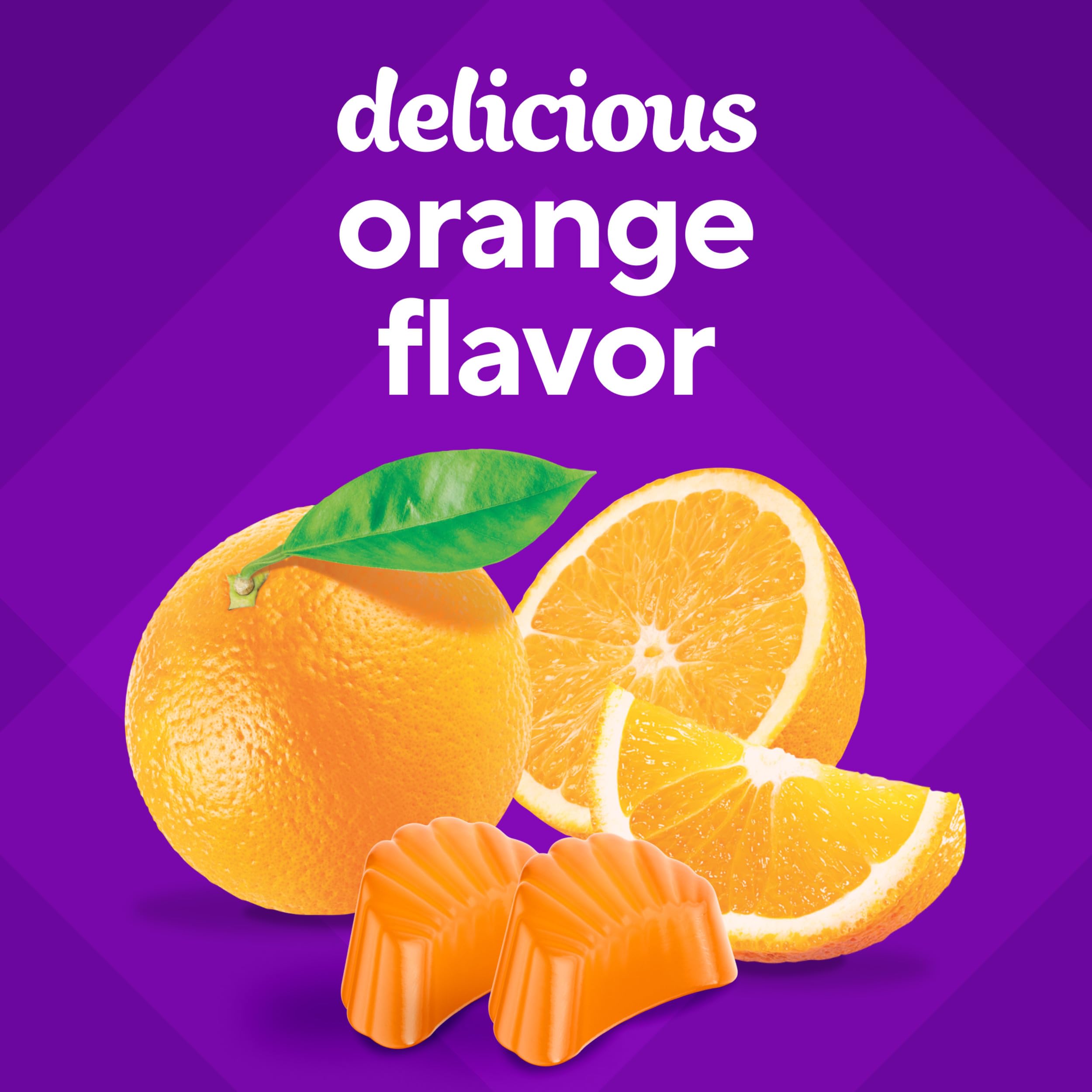 Goût orange frais de Vitafusion Power C, prise agréable.