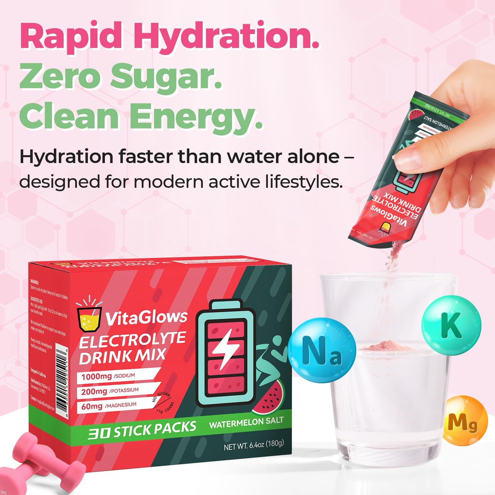 VitaGlows pochettes individuelles, hydratation pratique en déplacement.