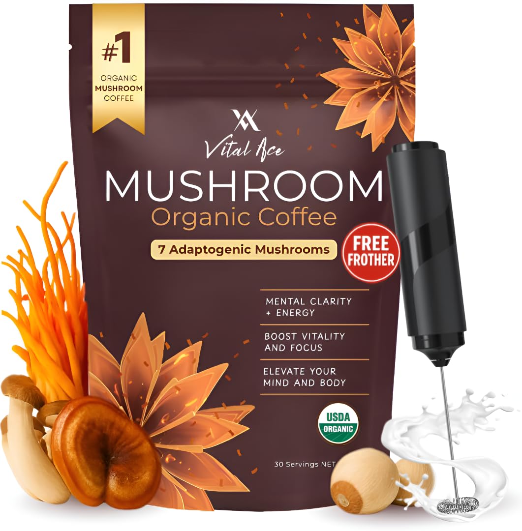 Vital Ace Café champignon cordyceps: énergie durable et concentration naturelle.