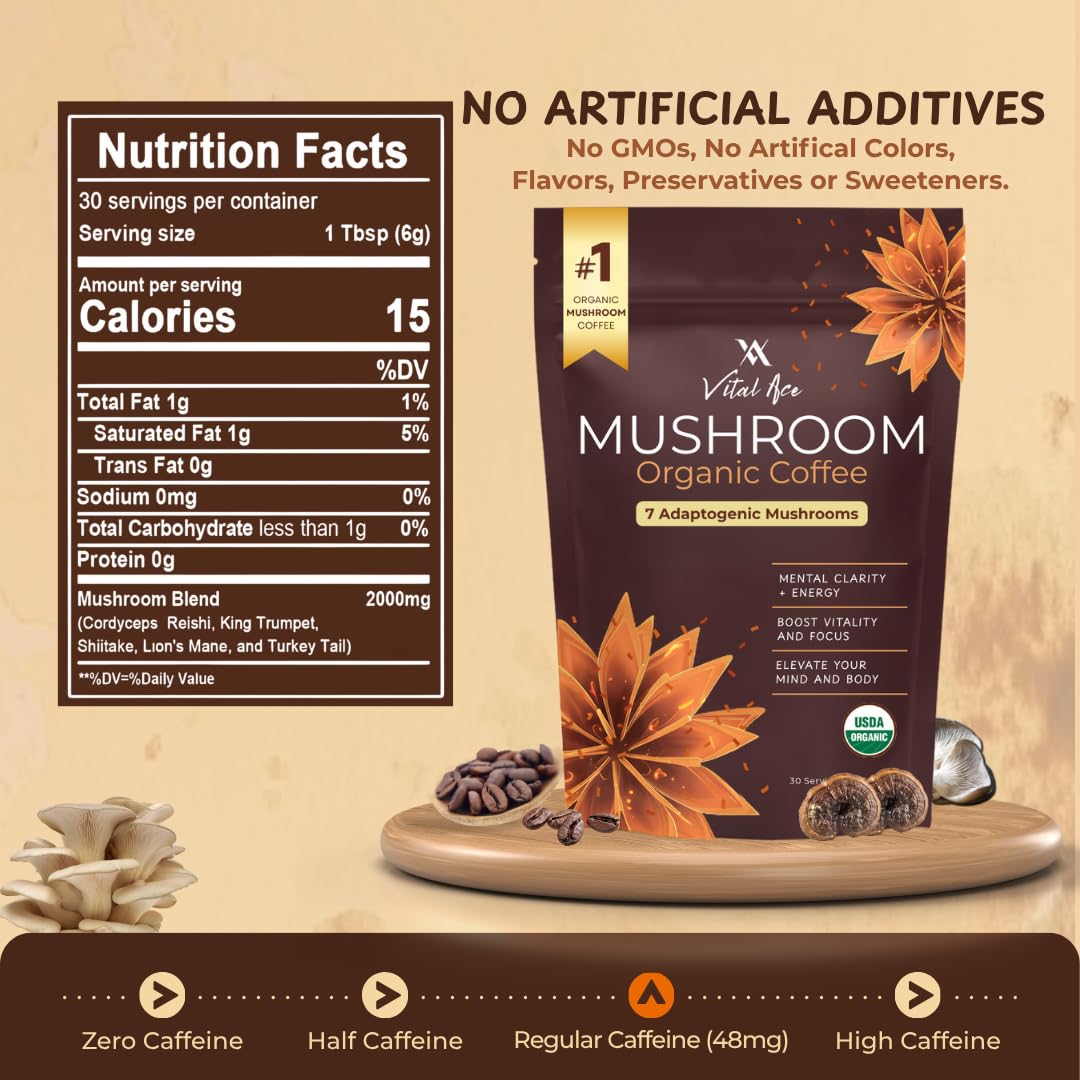 Vital Ace Café champignon reishi: équilibre et sérénité mentale.