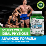 Vital Alchemy The Muscle Sculptor, capsules visibles, potentiellement pour favoriser la récupération et la synthèse des protéines.