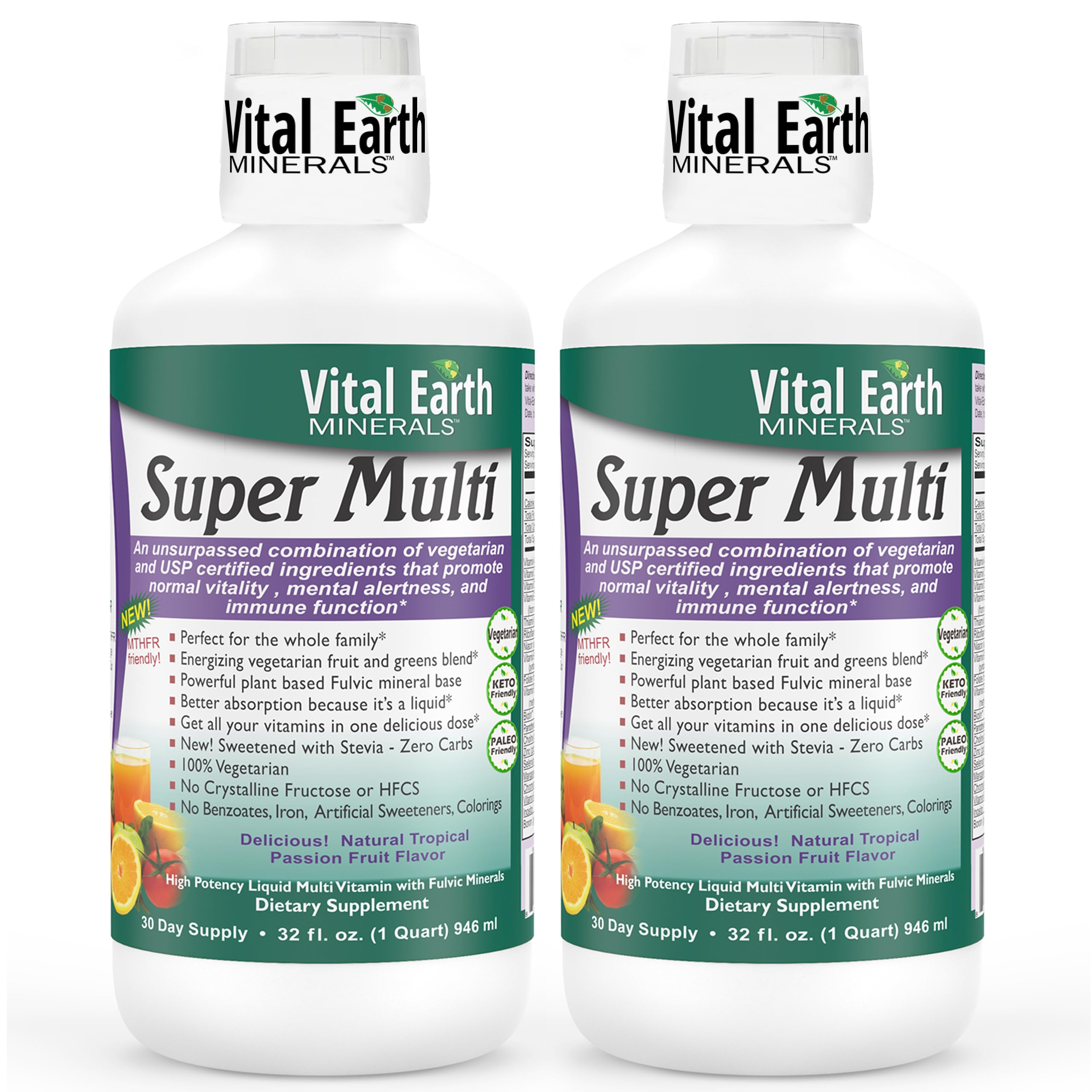 Vital Earth Minerals Super Multi, bouteille 32 oz, soutien potentiel d énergie quotidienne.