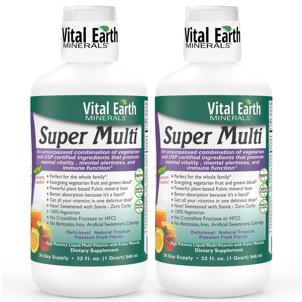 Vital Earth Minerals Super Multi, bouteille 32 oz, soutien potentiel d énergie quotidienne.
