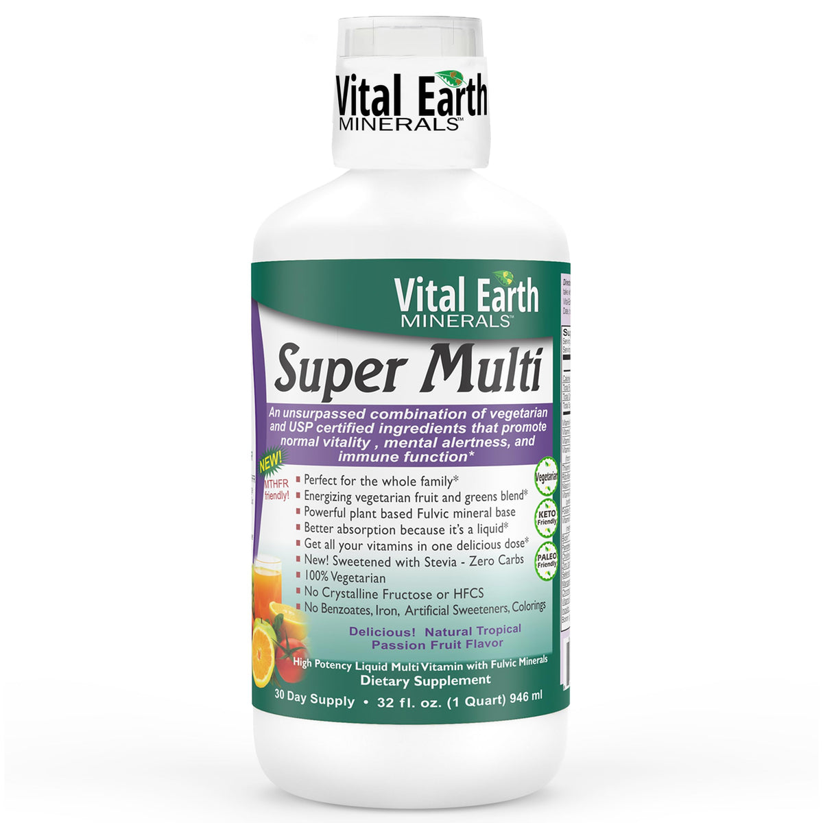 Vital Earth Minerals Super Multi – bouteille, soutien potentiel à l’absorption des nutriments.