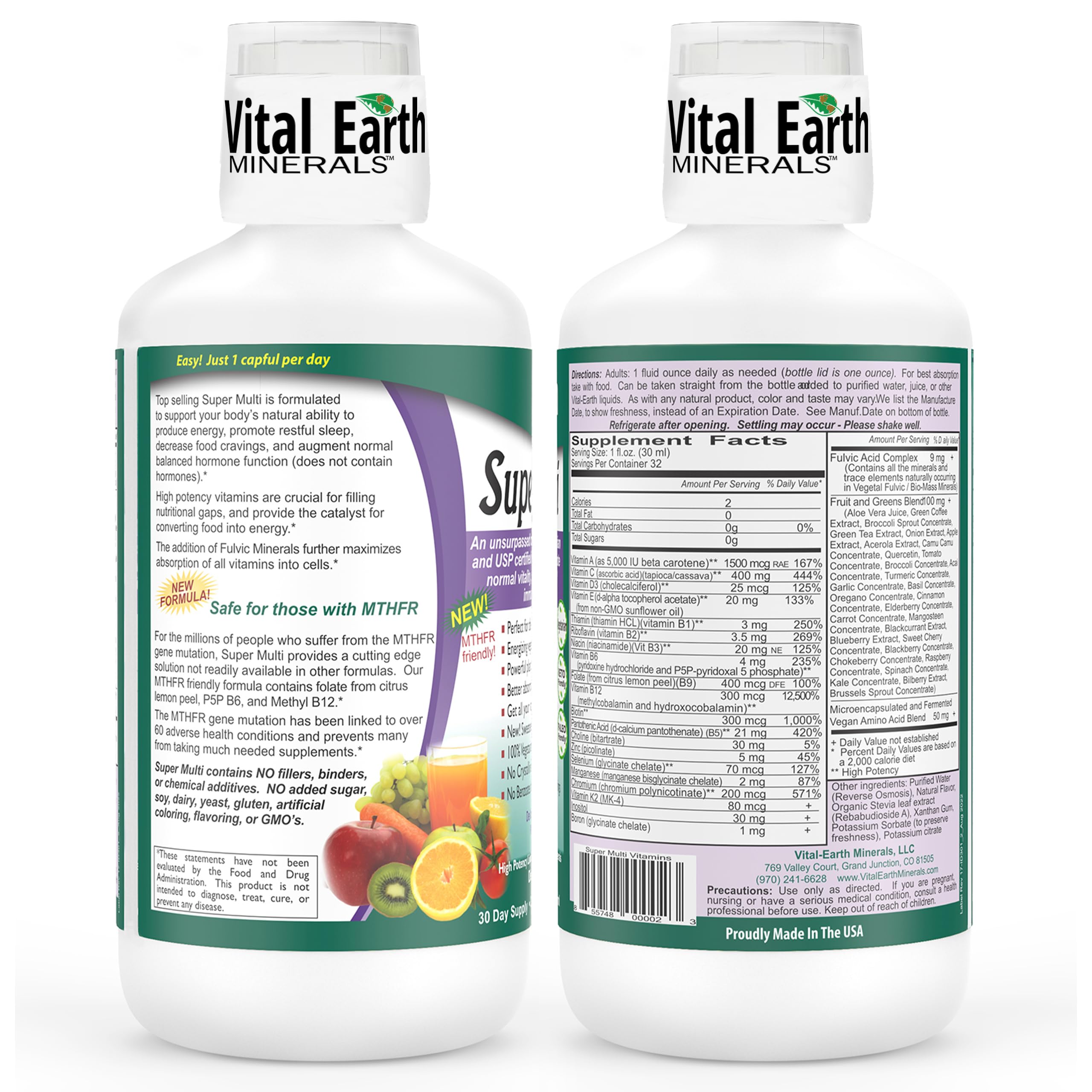 Vital Earth Minerals Super Multi – gobelet mesure 1oz, dose pratique pour 30 jours.