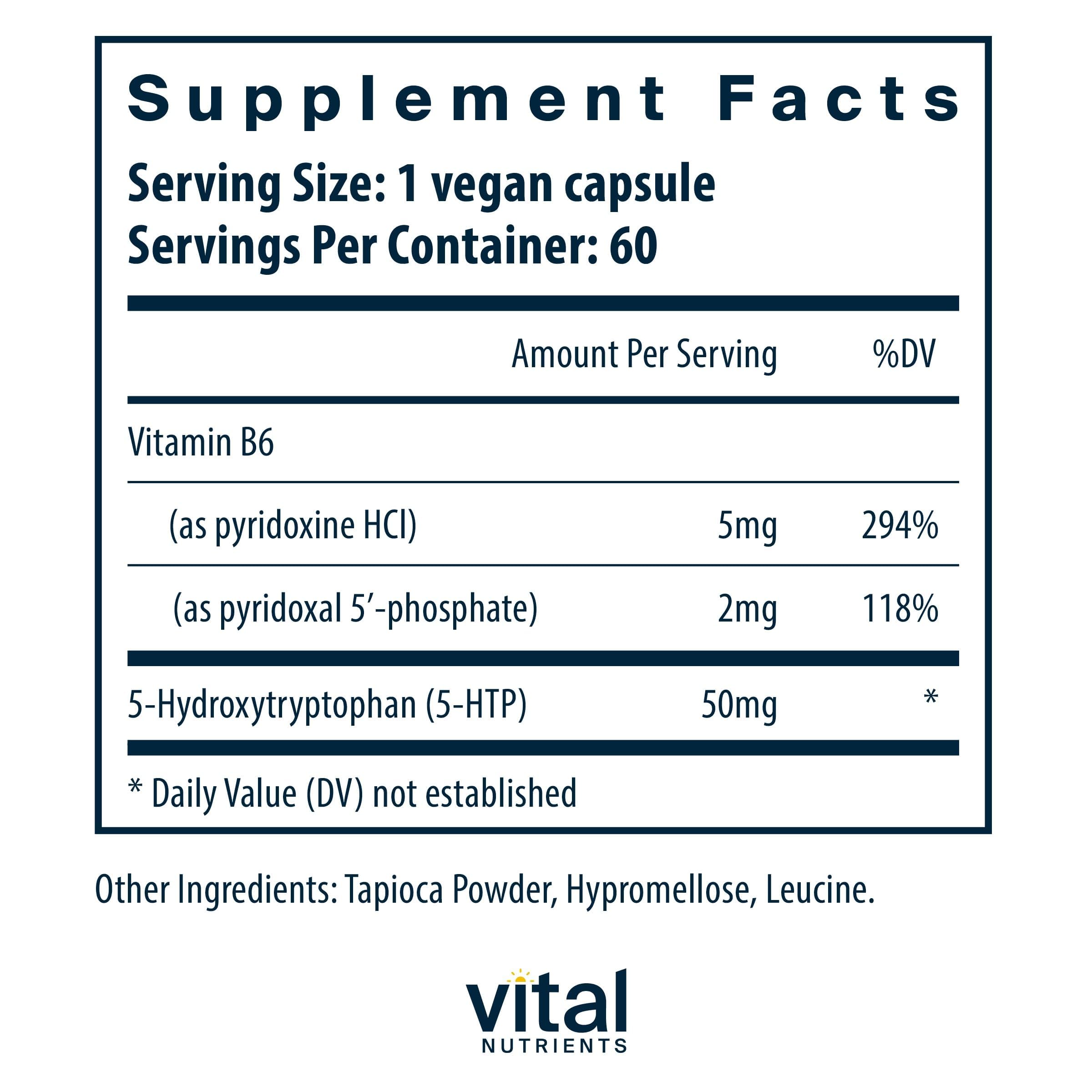Vital Nutrients 5-HTP, gélules prêtes à être consommées le soir