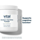 Boîte Vital Nutrients Acetyl L-Carnitine Poudre, formule végane et Non-GMO