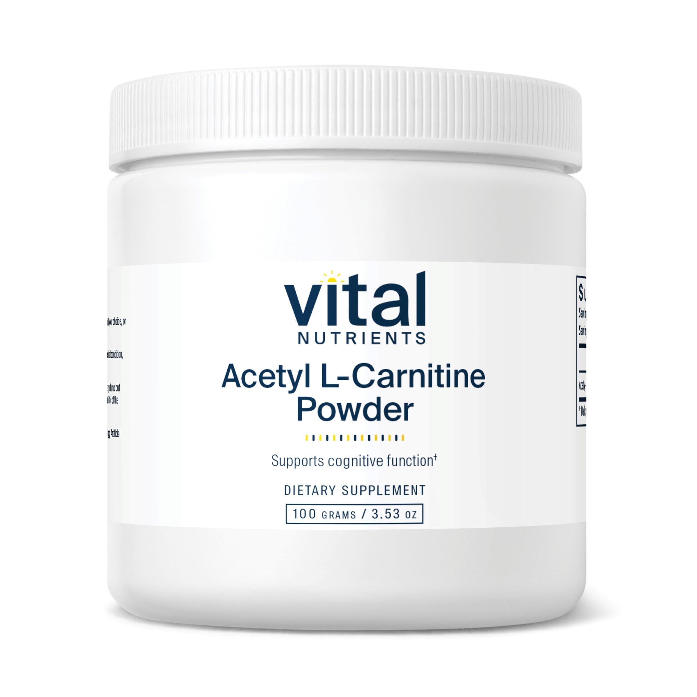 Vital Nutrients Acetyl L-Carnitine Poudre: bouteille vue et potentiel soutien cognitif