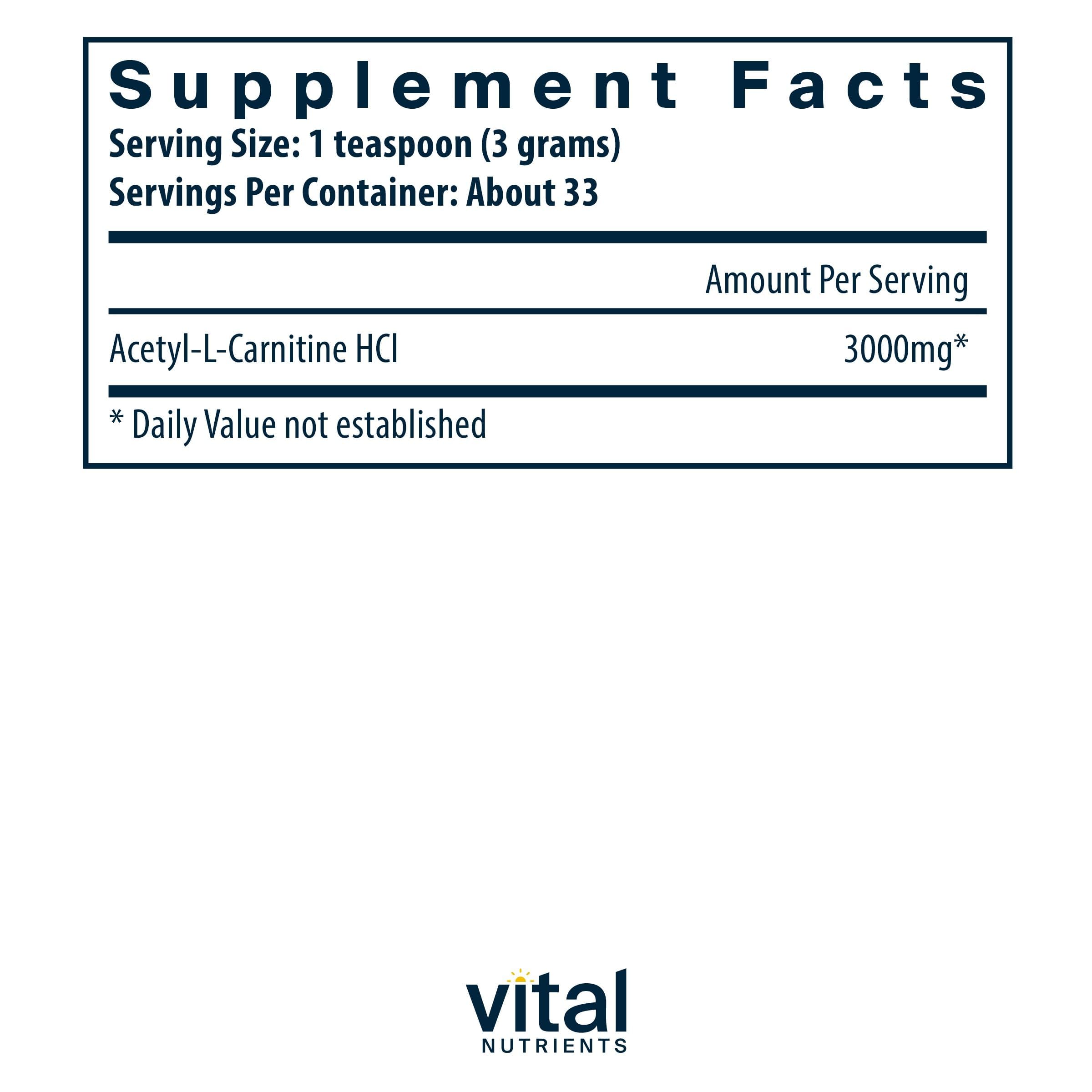 Texture fine de la poudre Vital Nutrients Acetyl L-Carnitine pour mélange facile