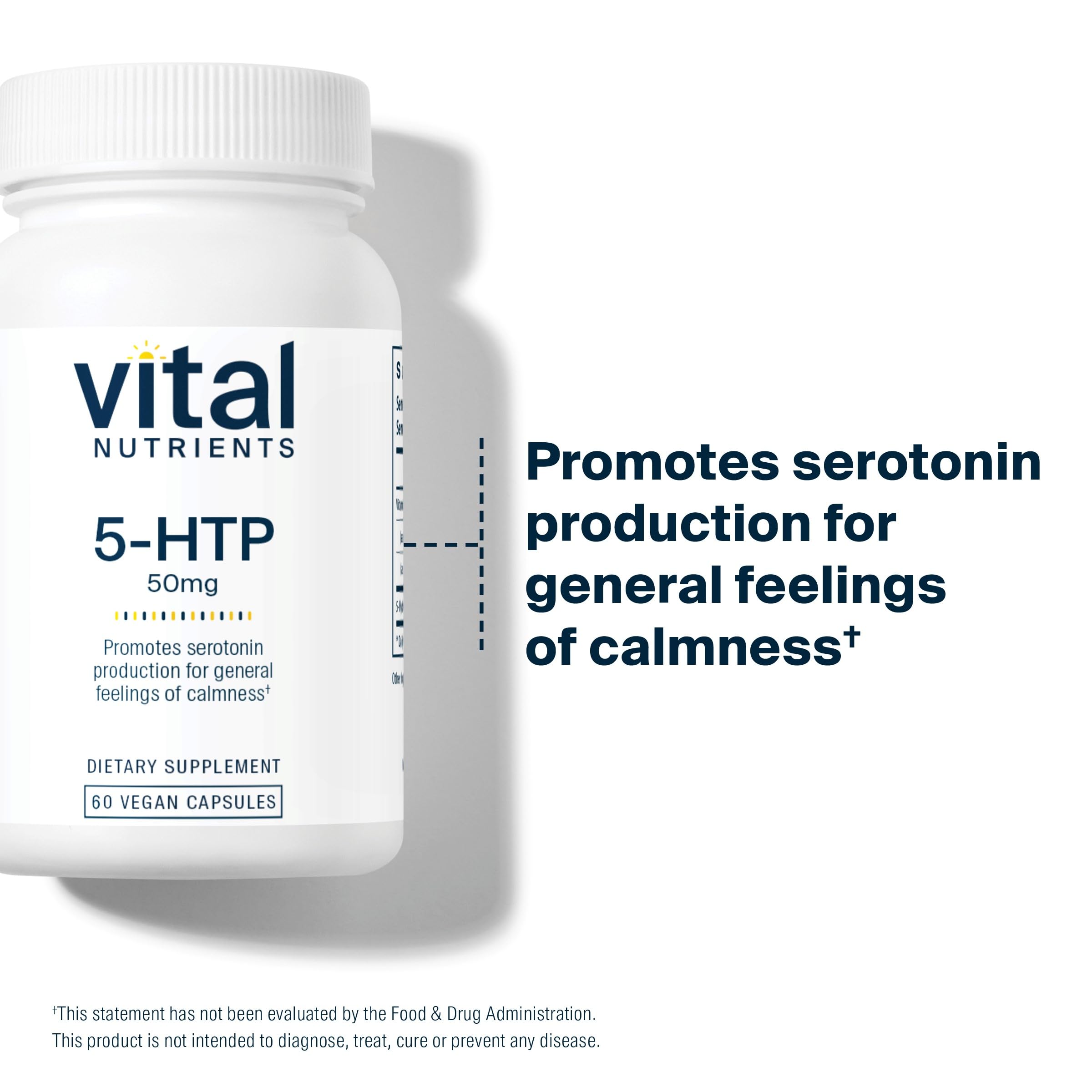 Vital Nutrients 5-HTP, ambiance naturelle autour de la bouteille