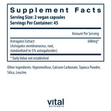 Vital Nutrients Astragale: capsules végétariennes faciles à prendre pour votre routine.