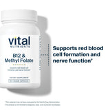 Vital Nutrients B12 et Methylfolate – etiquette claire et sans allergènes.