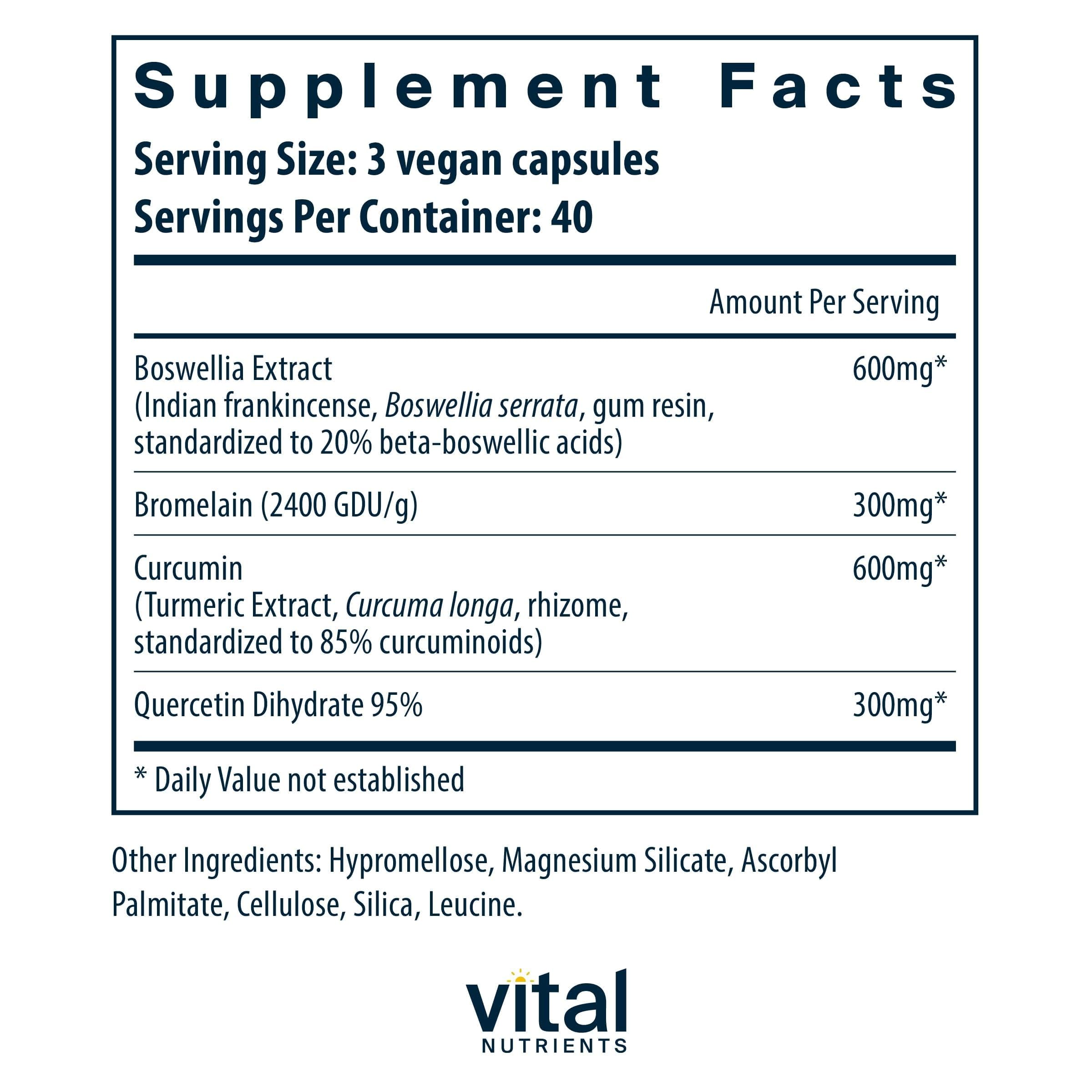 Vital Nutrients BCQ soutien digestif équilibré grâce à bromélaïne et curcumine