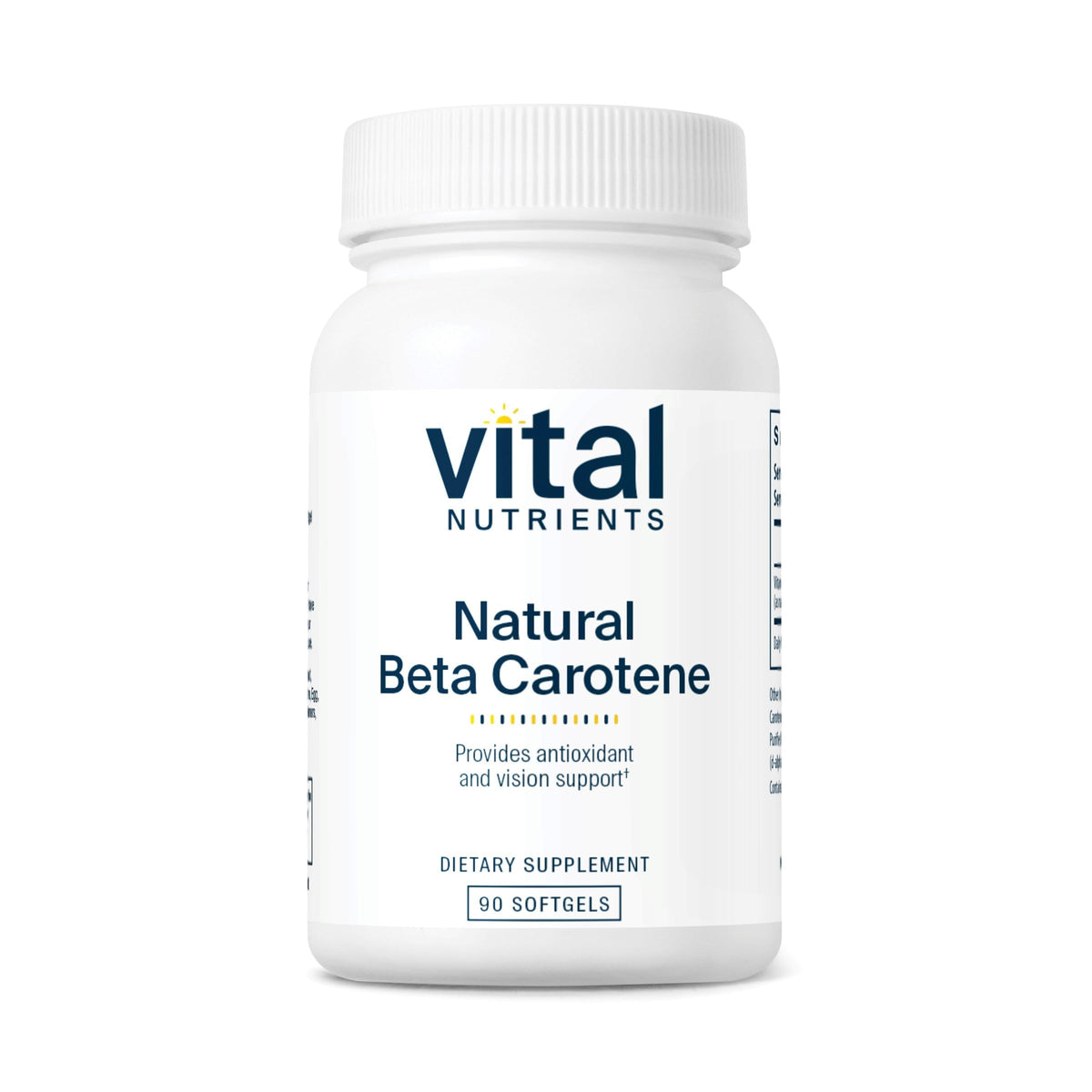 Vital Nutrients beta carotene : bouteille versant, soutien potentiel à la vision et à la vue