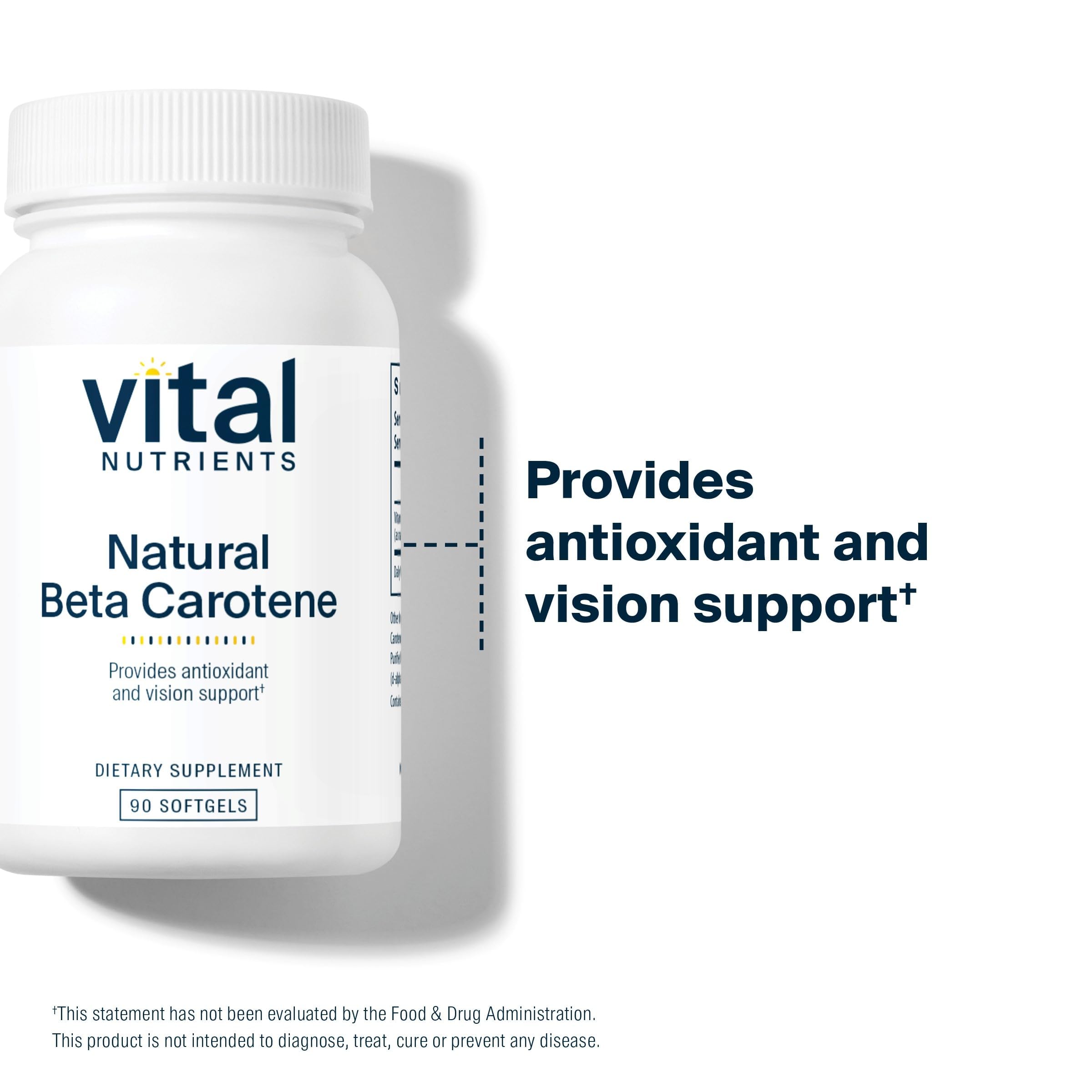 Vital Nutrients beta carotene: etiquette claire sans allergènes et traçabilité fiable